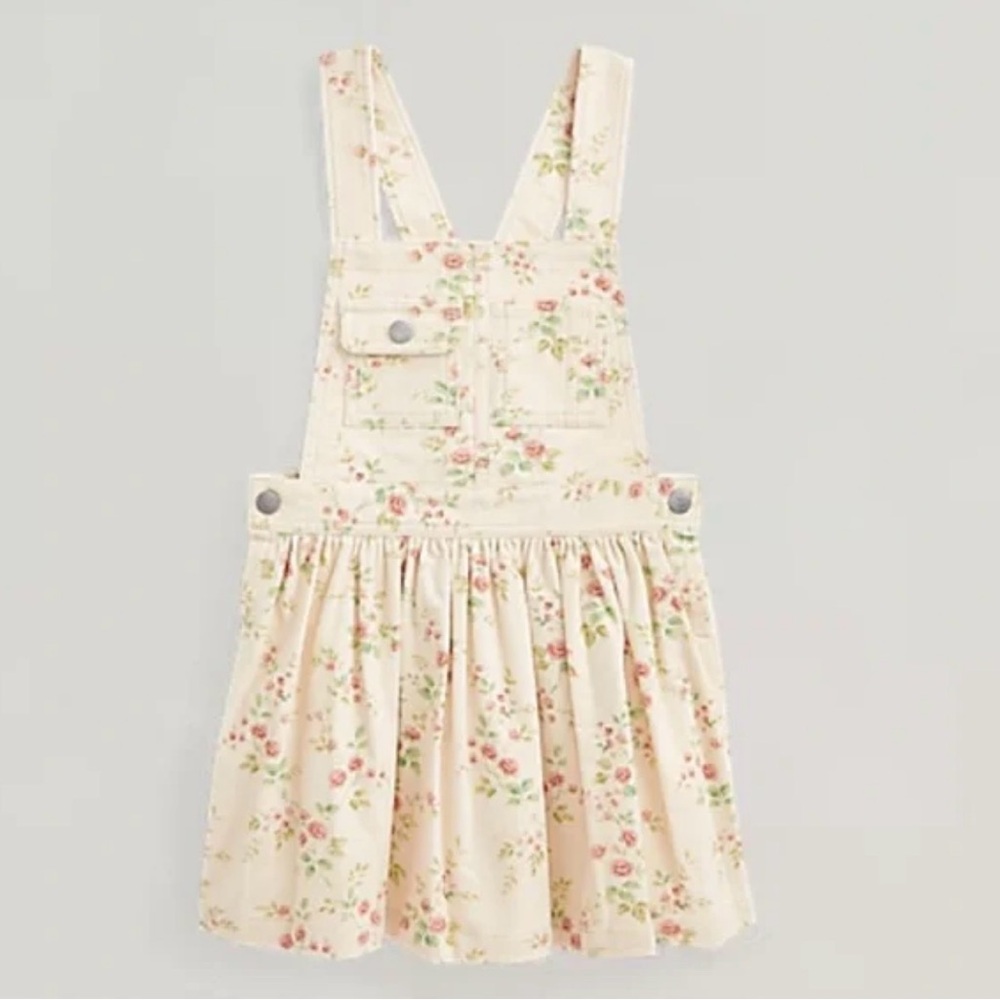 Polo by Ralph Lauren Kids Floral corduroy Overall dress- Cream and Pink